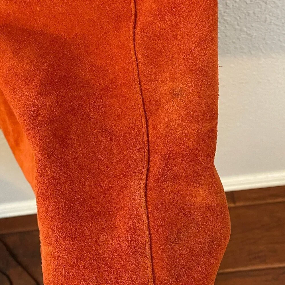 Free People Suede Apron Midi Dress in Rust Orange Sz. 0
